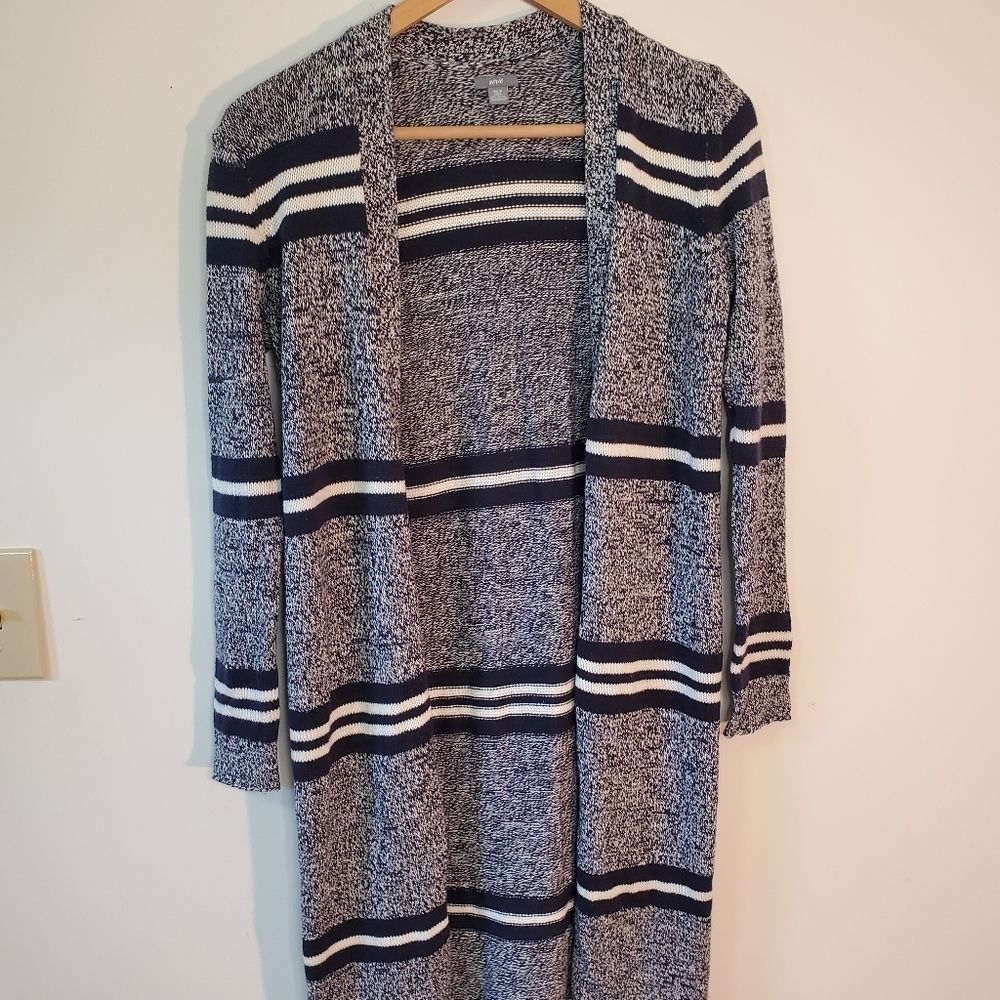 Aerie Blue Striped Long Cardigan